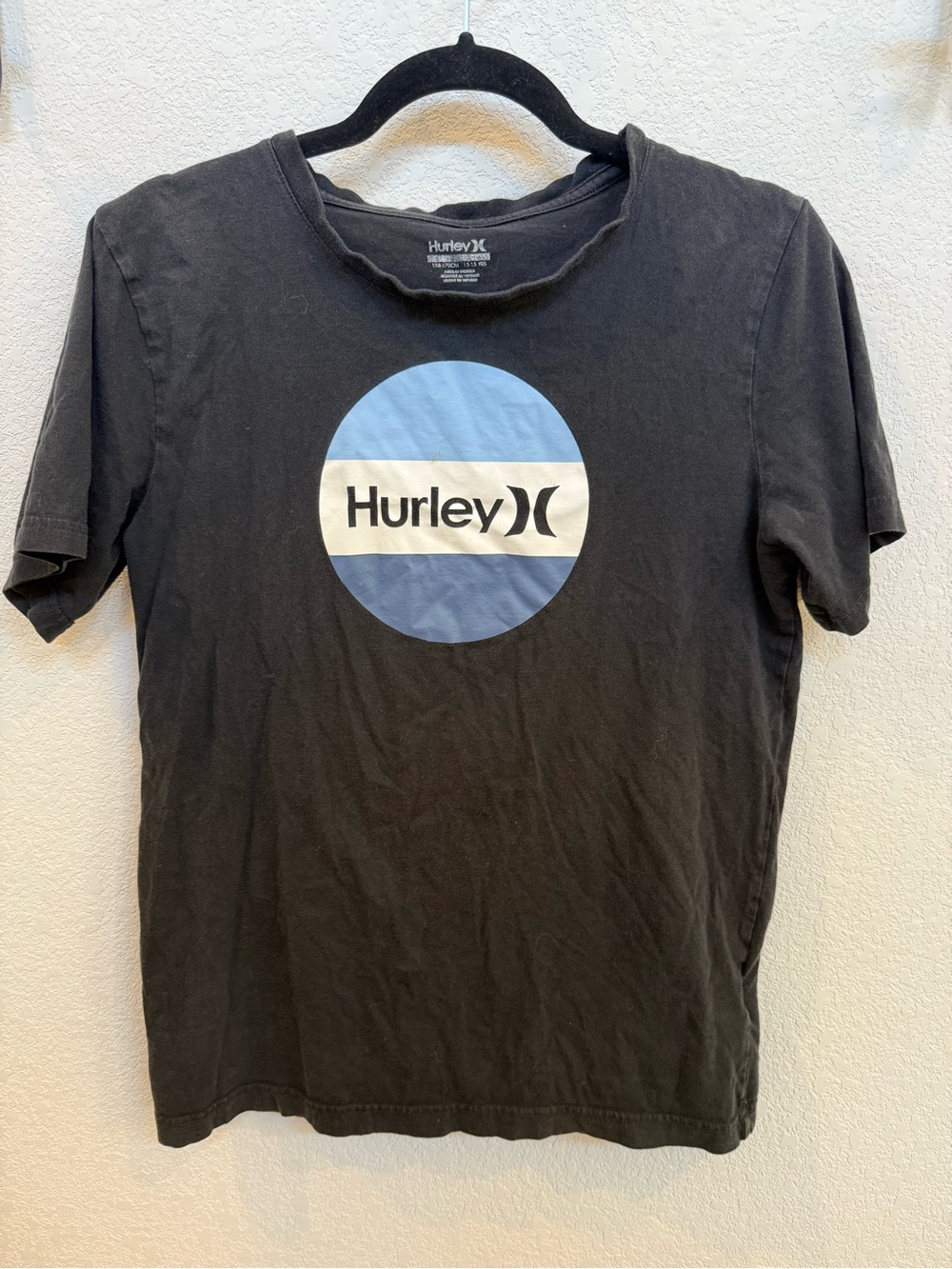 Hurley Black Short-Sleeve Tee with Blue & White Circle Logo